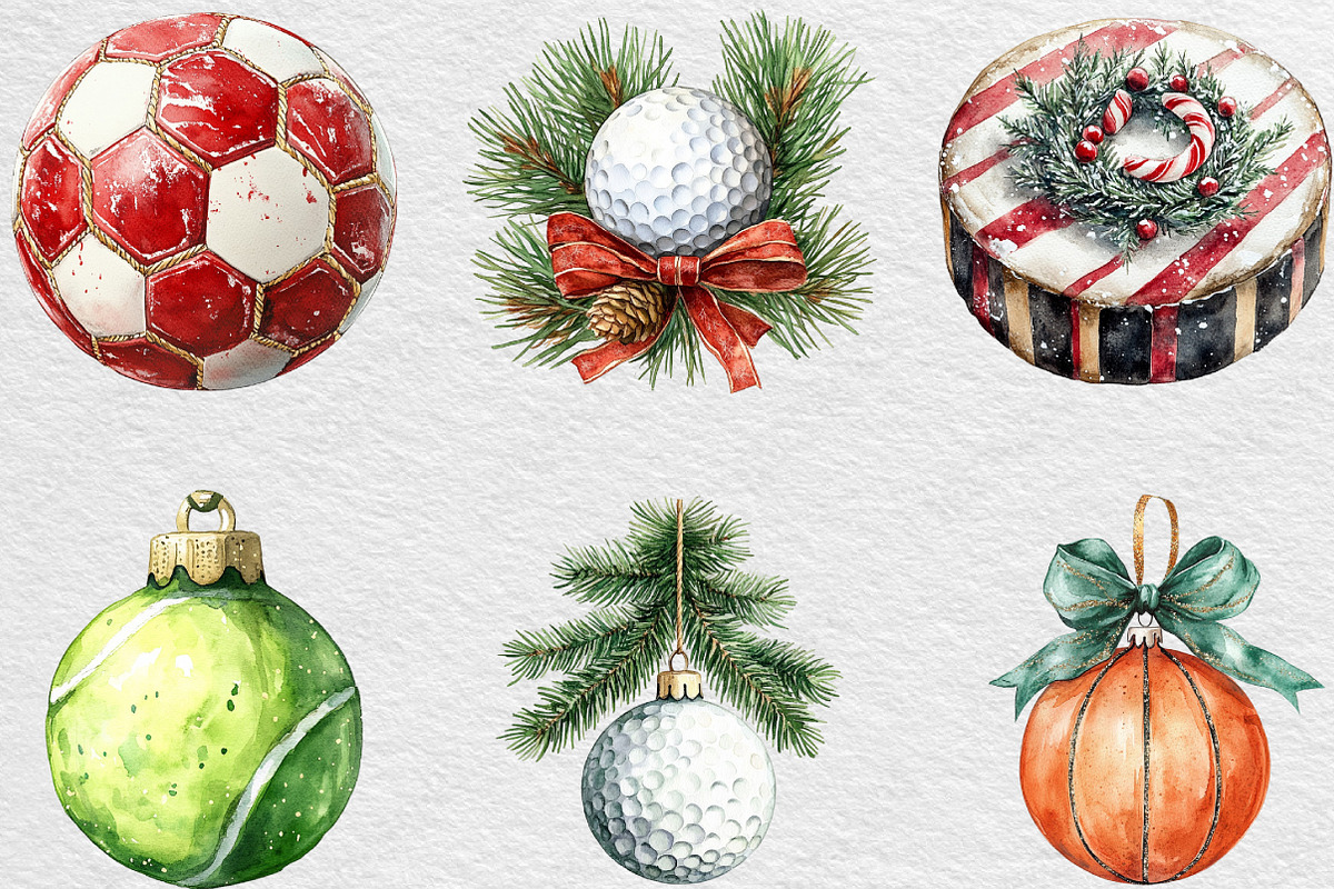 Christmas Sport Balls Sublimation, an Illustration by Black Bird Studio (Photo 3 of 6)