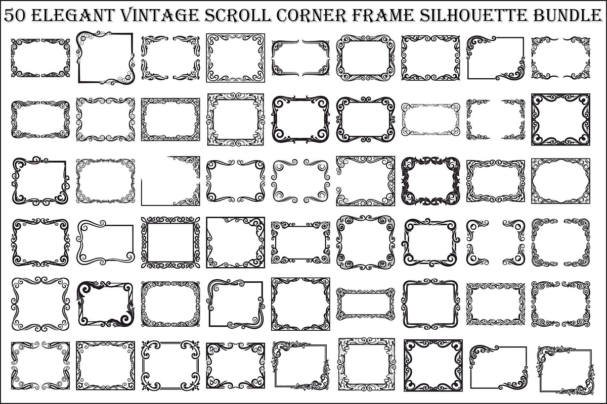 Vintage Scroll Corner Frame Bundle, an Illustration by Gfx_Store (Photo 1 of 48)