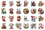 Watercolor Christmas Animals Clipart, an Illustration by SinaCreation (Thumbnail 2 of 7)