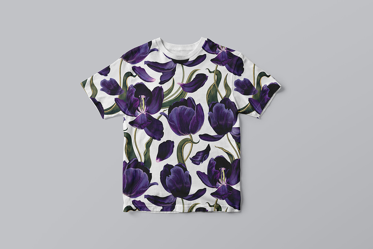 Black Tulips Seamless Pattern, a Pattern Graphic by MarynaPetrovska (Photo 8 of 19)