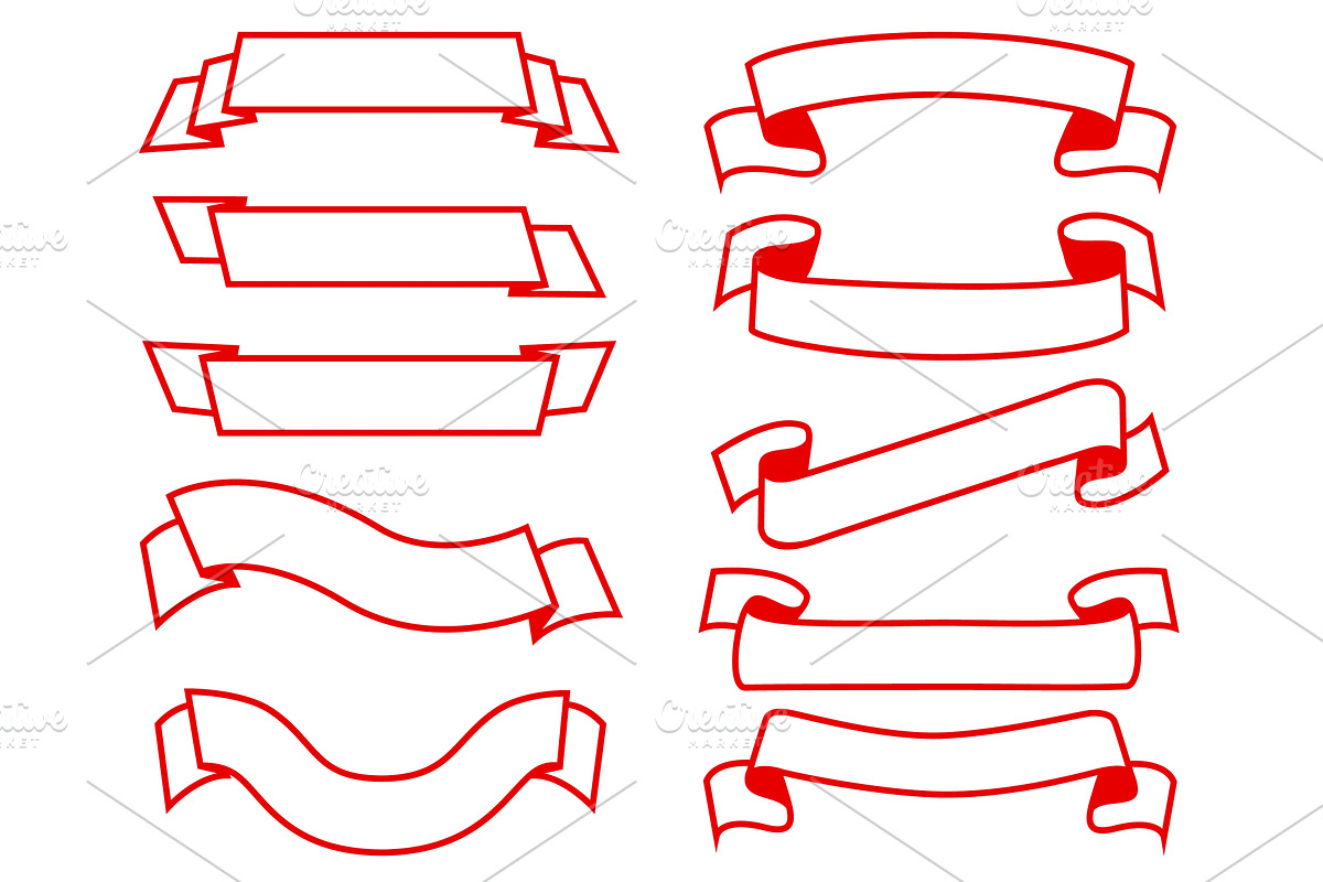 Contour frames made of red ribbons, an Illustration by Vectorbuum