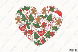 Christmas Heart Shaped Gingerbread, an Illustration by CraftArtStudio