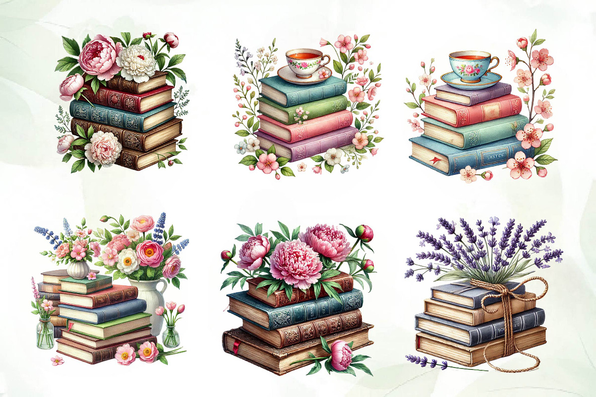 Pretty Books with Flowers Sublimatio, an Illustration by CreationArt (Photo 4 of 5)