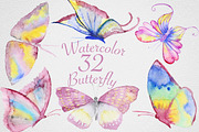 Watercolor Butterfly Set #2, an Object Graphic by IvanFet (Thumbnail 1 of 6)