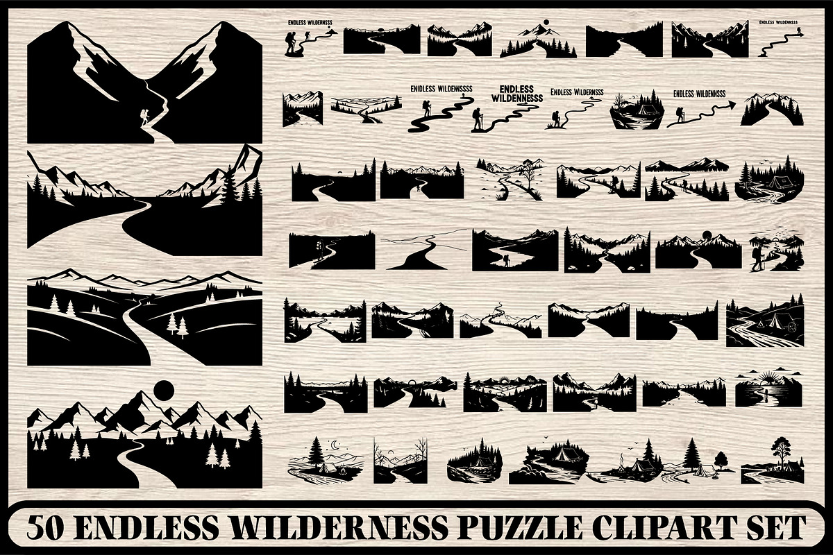 Endless Wilderness PuzzleClipart Set, an Object Illustration by Designer_Momina (Photo 1 of 13)
