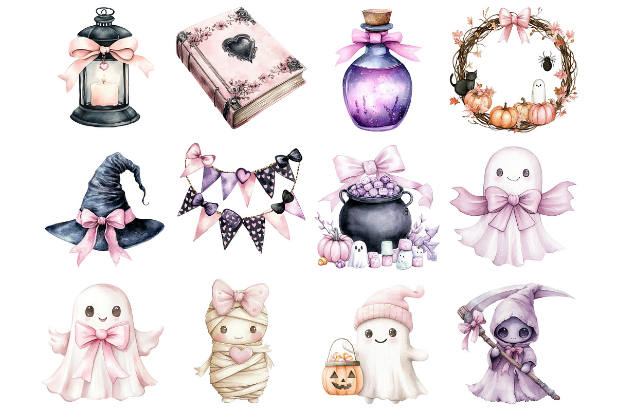Coquette Bow Halloween Clipart, a Seasonal Illustration by CitraGraphics (Photo 2 of 5)