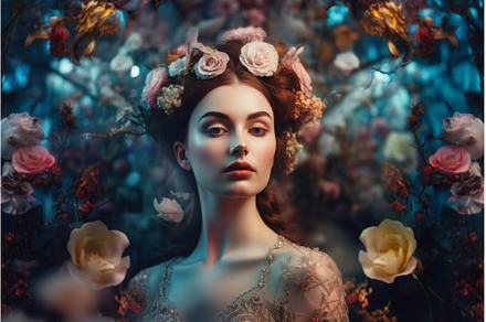 Beautiful girl fashion in flowers, a Beauty & Fashion Photo by Ylivdesign