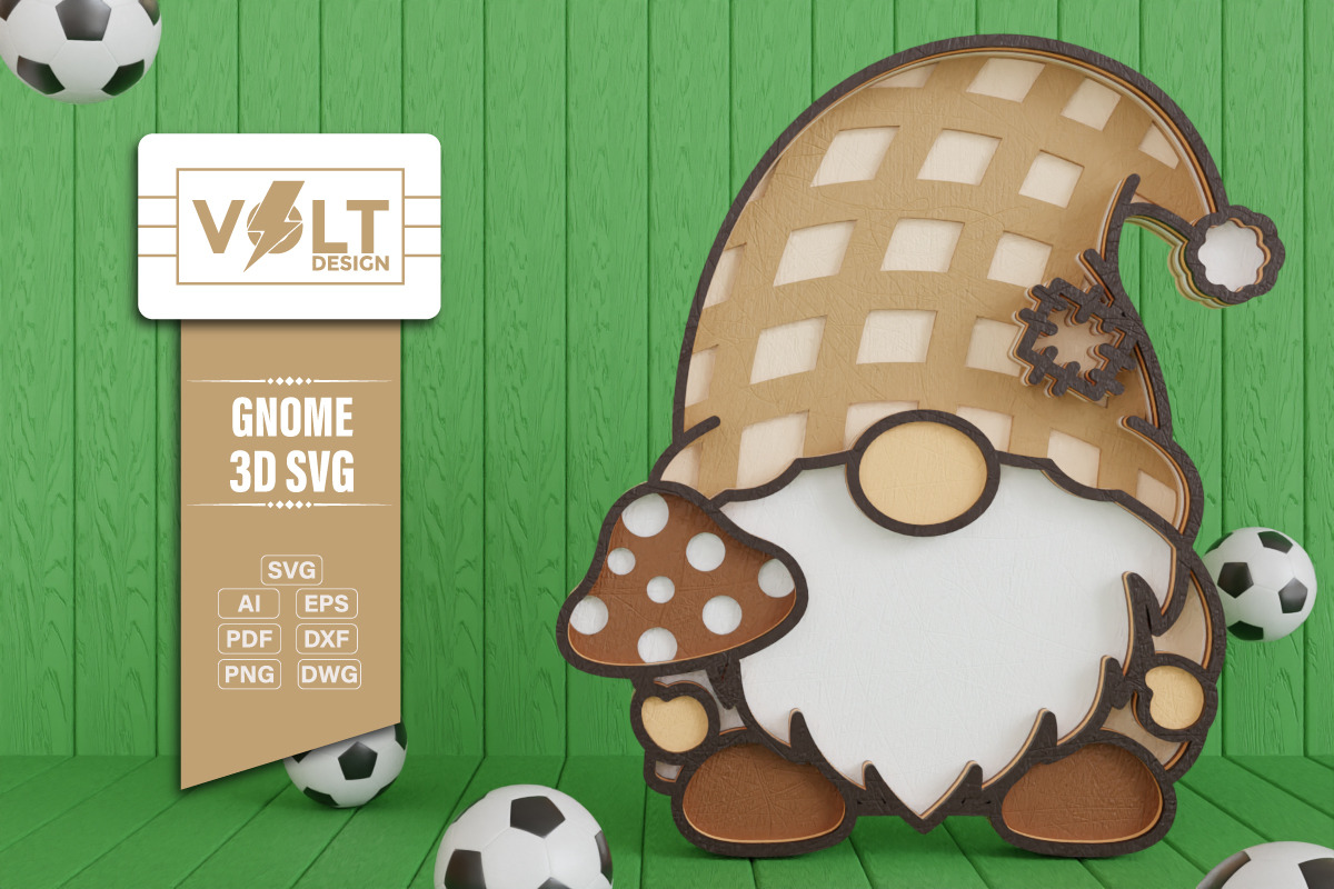 Summer Gnome 3D SVG Multilayered Cut, a Decorative Illustration by Volt_Design (Photo 2 of 3)