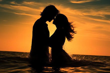 Silhouette of a loving couple in the, a Photo by Iftikhar Alam