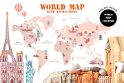 World map with attractions, an Education Illustration by VerAna (Thumbnail 1 of 12)