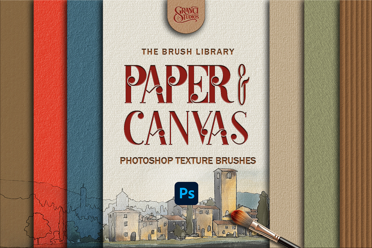 Photoshop Paper Texture Brushes, a Brush Add-On by GRANCI STUDIOS (Photo 1 of 8)