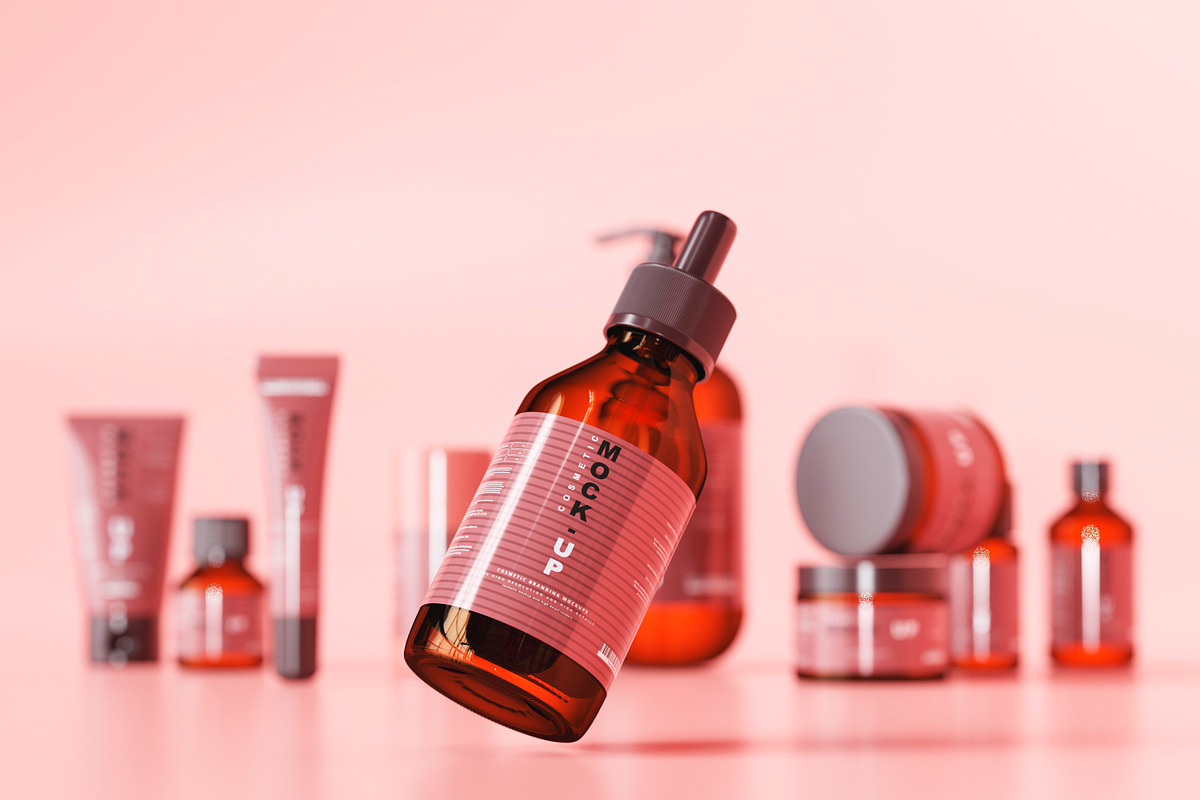 Amber Glass Dropper Bottle Mockups, a Cups & Container Mockup by pmvch (Photo 1 of 26)