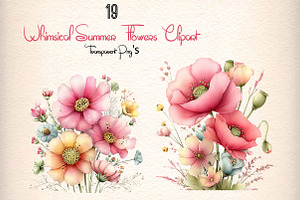 Whimsical Summer Flowers Clipart, an Illustration by Designworld