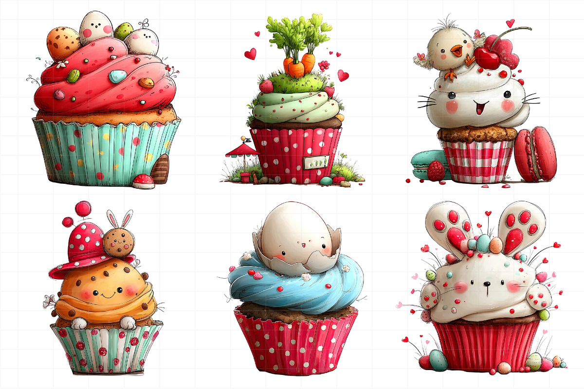 Easter CupCake Clipart Bundle, an Illustration by Daily.Designs (Photo 7 of 8)