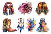 Watercolor Boho Fashion Clipart, an Illustration by Dream Creation (Thumbnail 2 of 6)