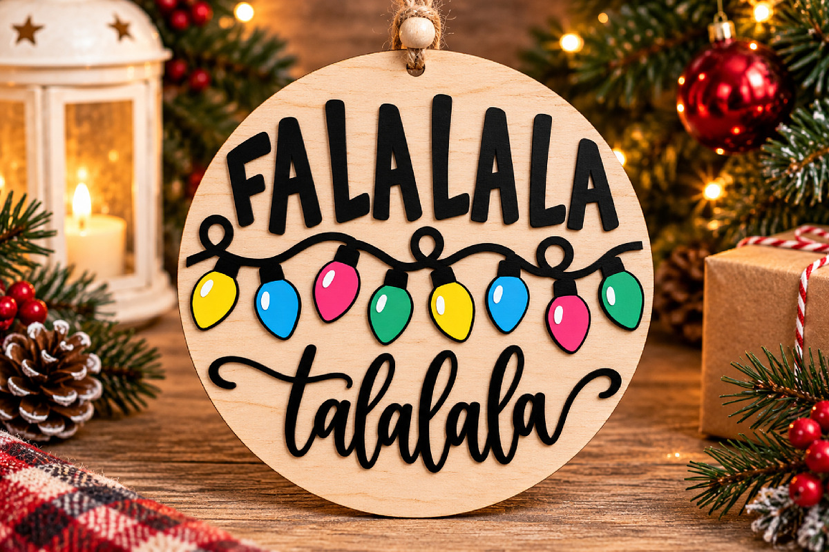 Christmas Falalala SVG Laser Cut, a Seasonal Illustration by Canvas Craft (Photo 3 of 6)