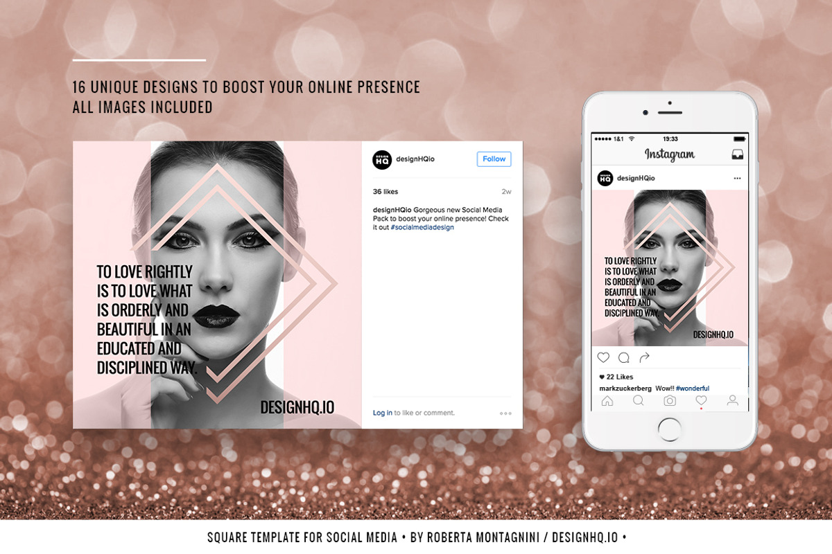 ROSE GOLD | Social Media Pack, a Social Media Template by DESIGN HQ (Photo 2 of 5)