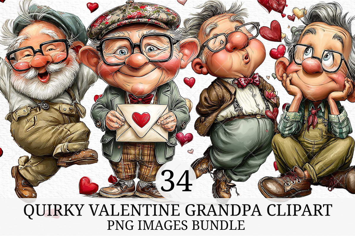 Quirky Valentine Grandpa Clipart, an Illustration by Craft Nest (Photo 1 of 8)