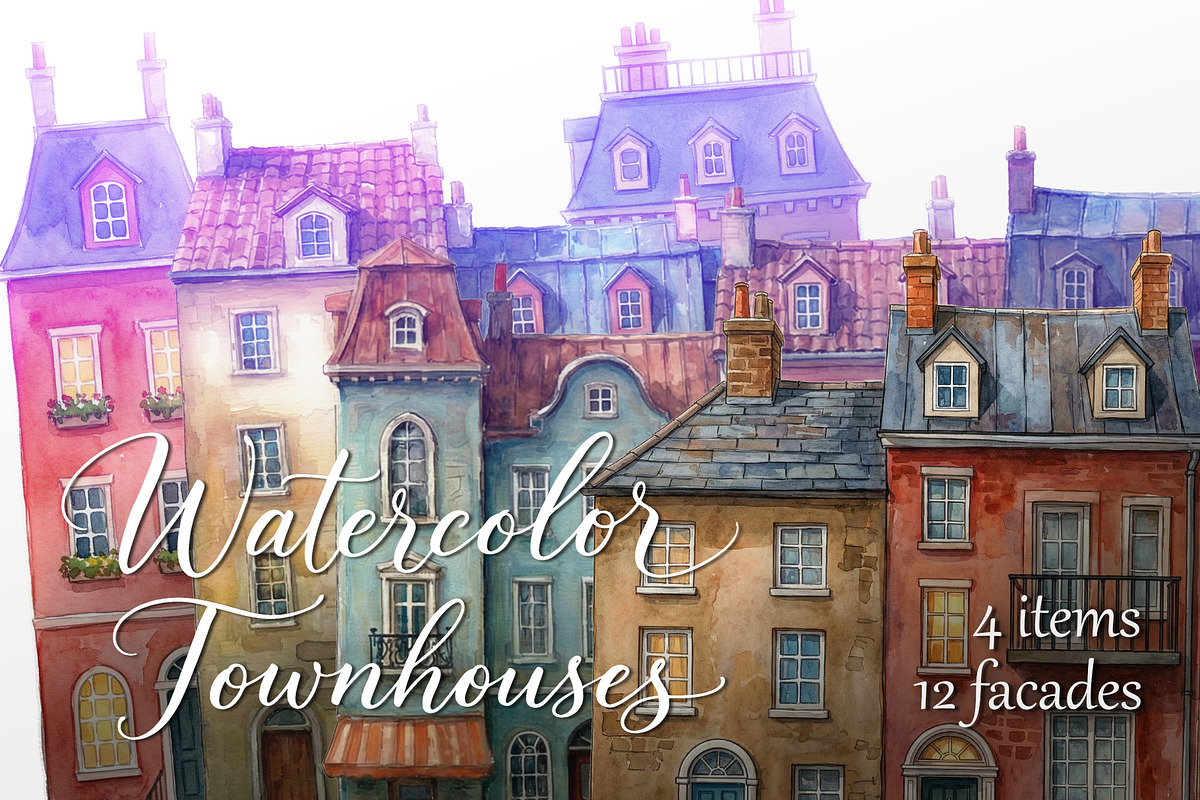 Watercolor European facades 2, an Illustration by happy brush (Photo 1 of 3)