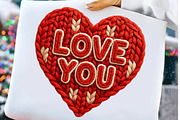 Knitted LOVE YOU Heart Valentine PNG, an Illustration by Craft Nest (Thumbnail 1 of 5)