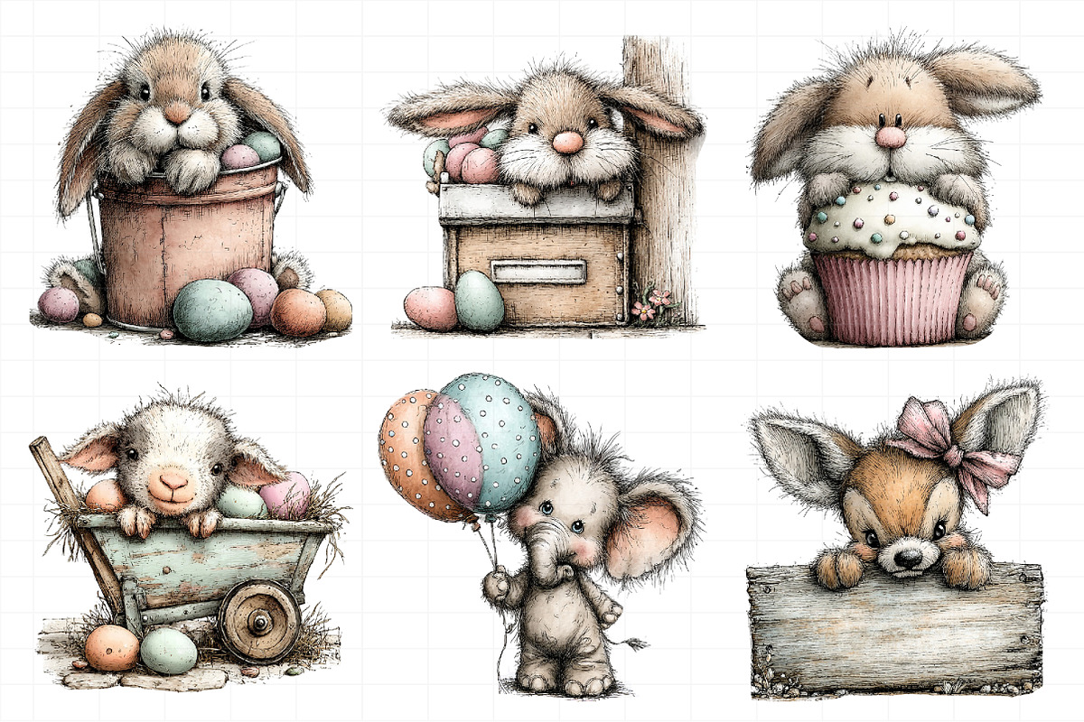 Cute Peeking Easter Animals Clipart, an Illustration by Daily.Designs (Photo 7 of 8)