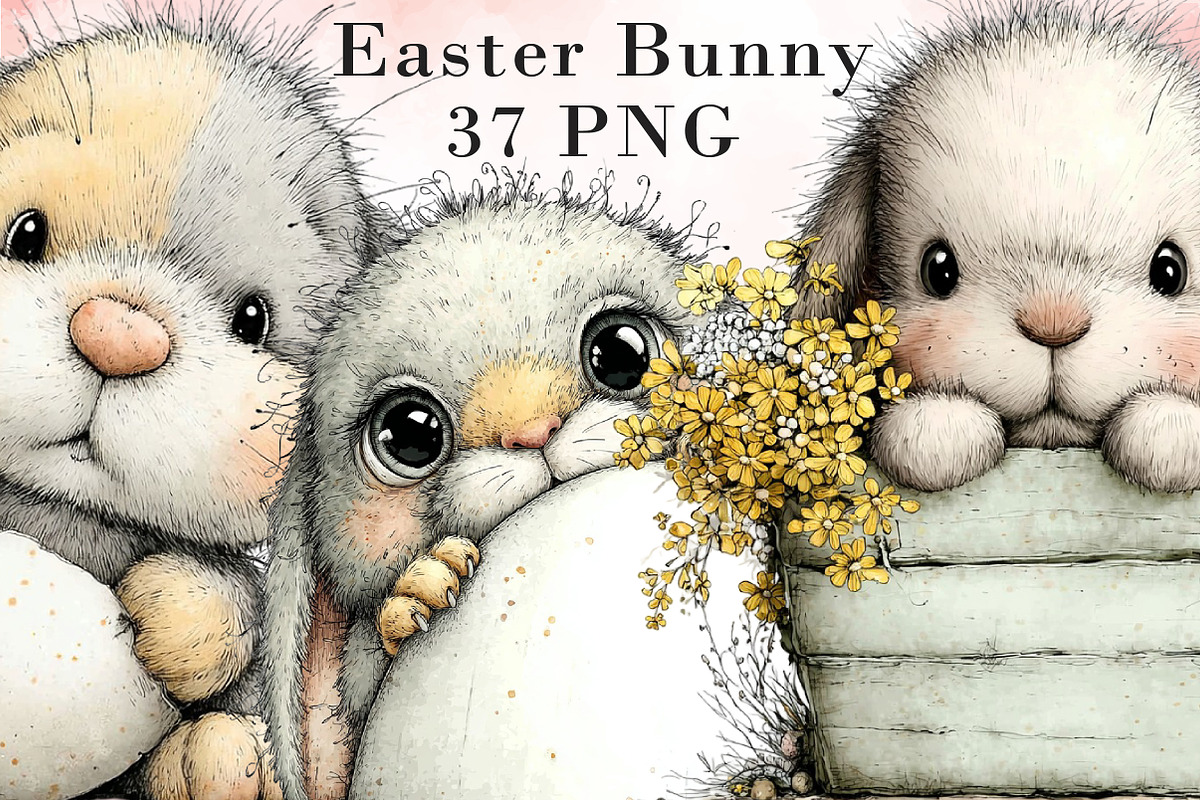 Cute Easter Bunny Clipart, an Illustration by Libby Wishes (Photo 1 of 9)