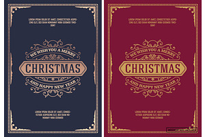 Christmas card retro typography, a Flyer Template by OneVectorStock