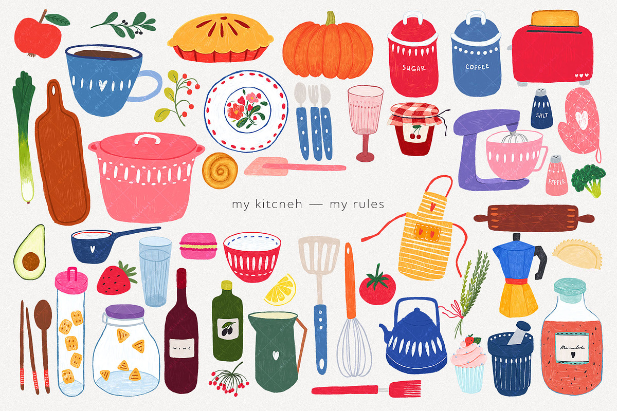Kitchen Cookware, Utensils & More, an Illustration by likorbut (Photo 2 of 5)