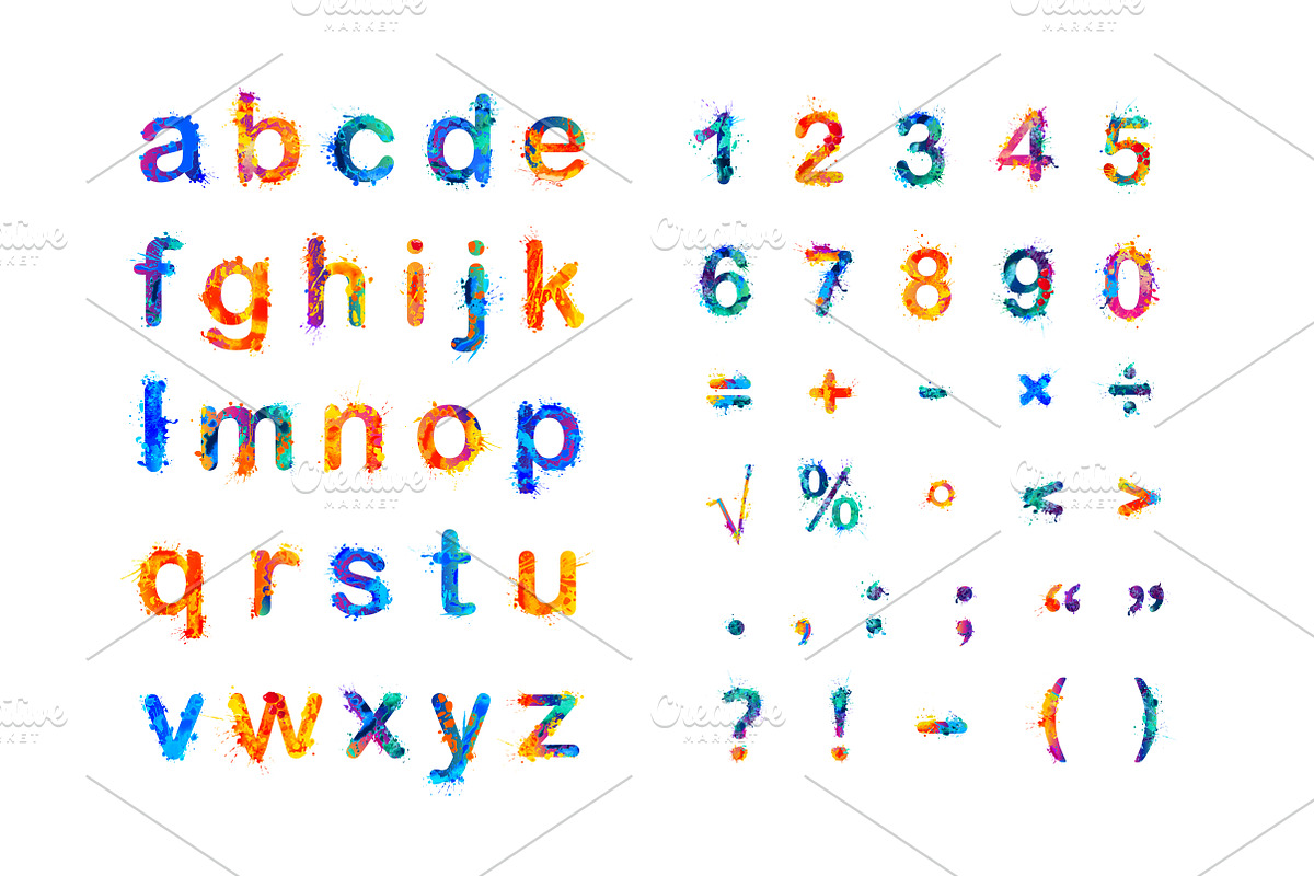 Set of splash letters. Vector, an Object Graphic by Crazy nook (Photo 2 of 3)