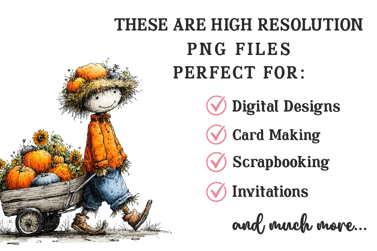 Quirky Scarecrow PNG Clipart, a Seasonal Illustration by OK Design (Photo 6 of 6)