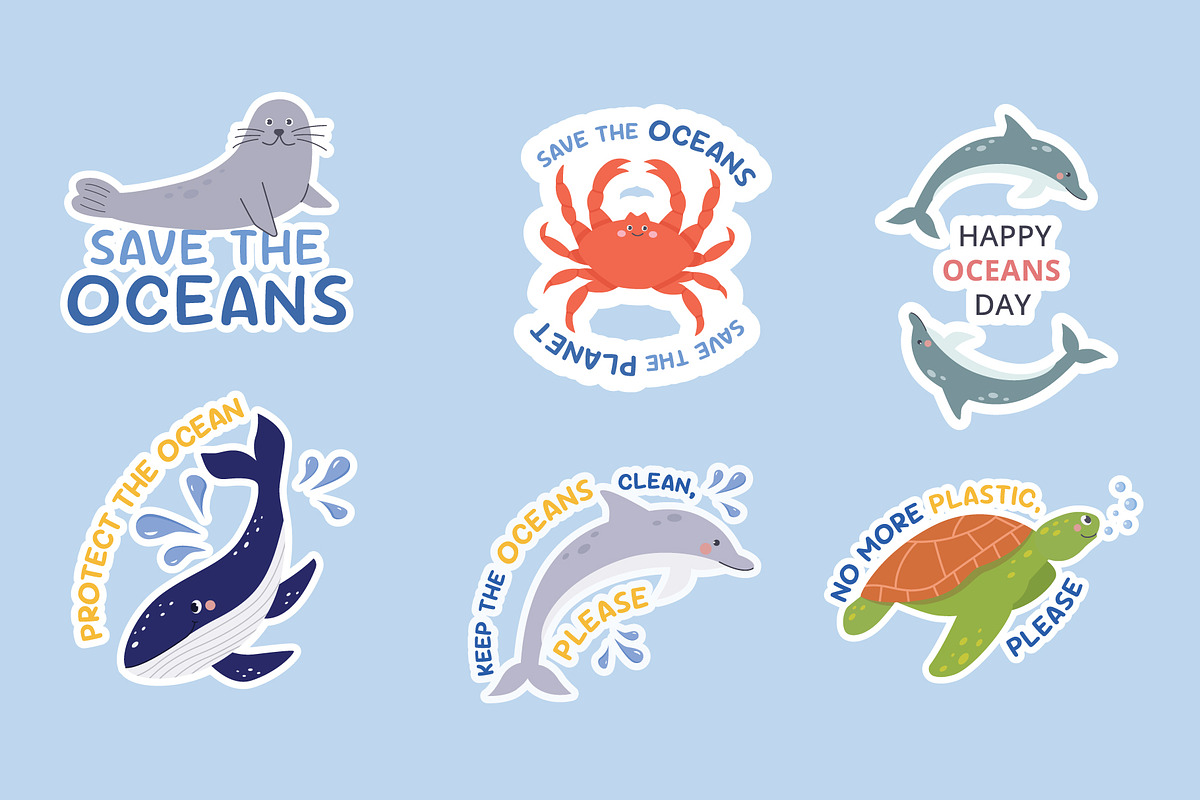 Eco stickers with texts pack, an Animal Illustration by Sabina_Ava (Photo 7 of 7)