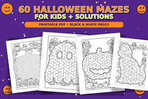 60 Halloween Mazes for Kids