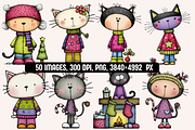 Quirky Christmas Cats illustrations, an Animal Illustration by PrintHaven Designs (Thumbnail 3 of 10)