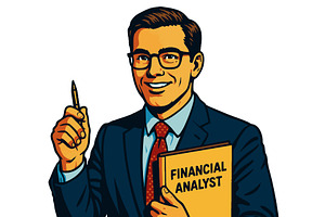 Smiling Financial Analyst vector, a Person Illustration by AlexArt