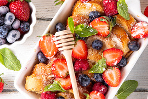 Summer fruit and berry french Toast baked Casserole, a Food & Drink Photo by Rimma