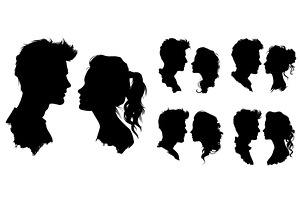 Couple faces silhouettes. Sensual, an Object Illustration by LadadikArt