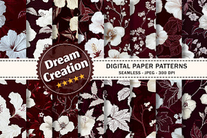 White Hibiscus Digital Paper