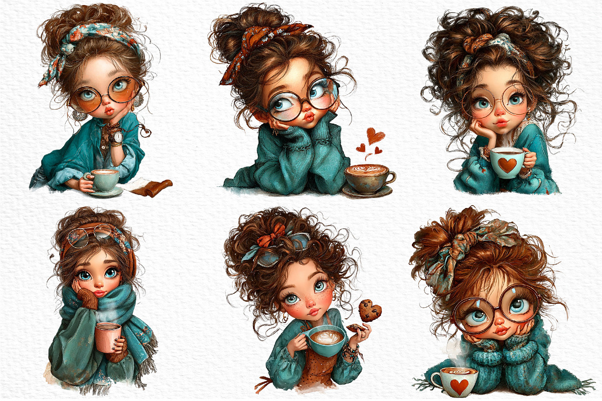 Whimsical Valentine Coffee Girl Png, an Illustration by Craft Nest (Photo 4 of 11)