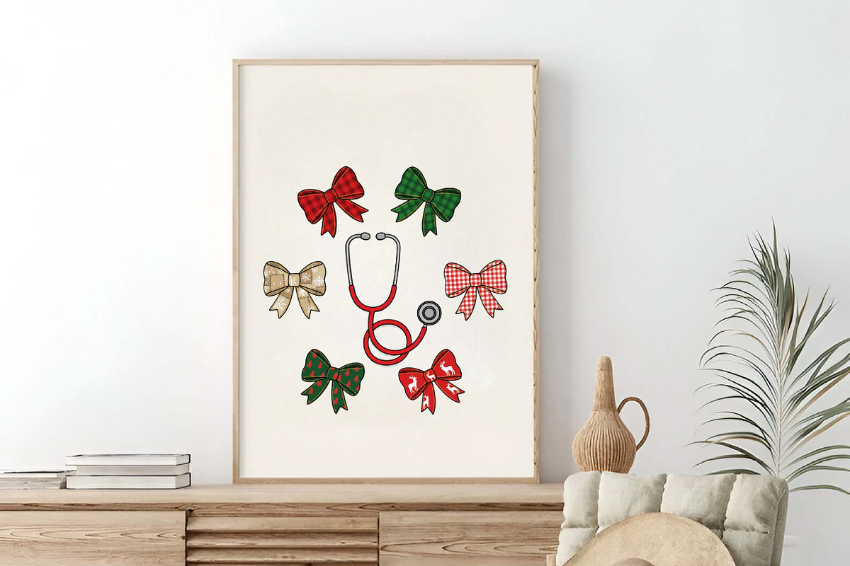 Patchwork Christmas Nurse Bow Png, an Illustration by SinaCreation (Photo 5 of 7)