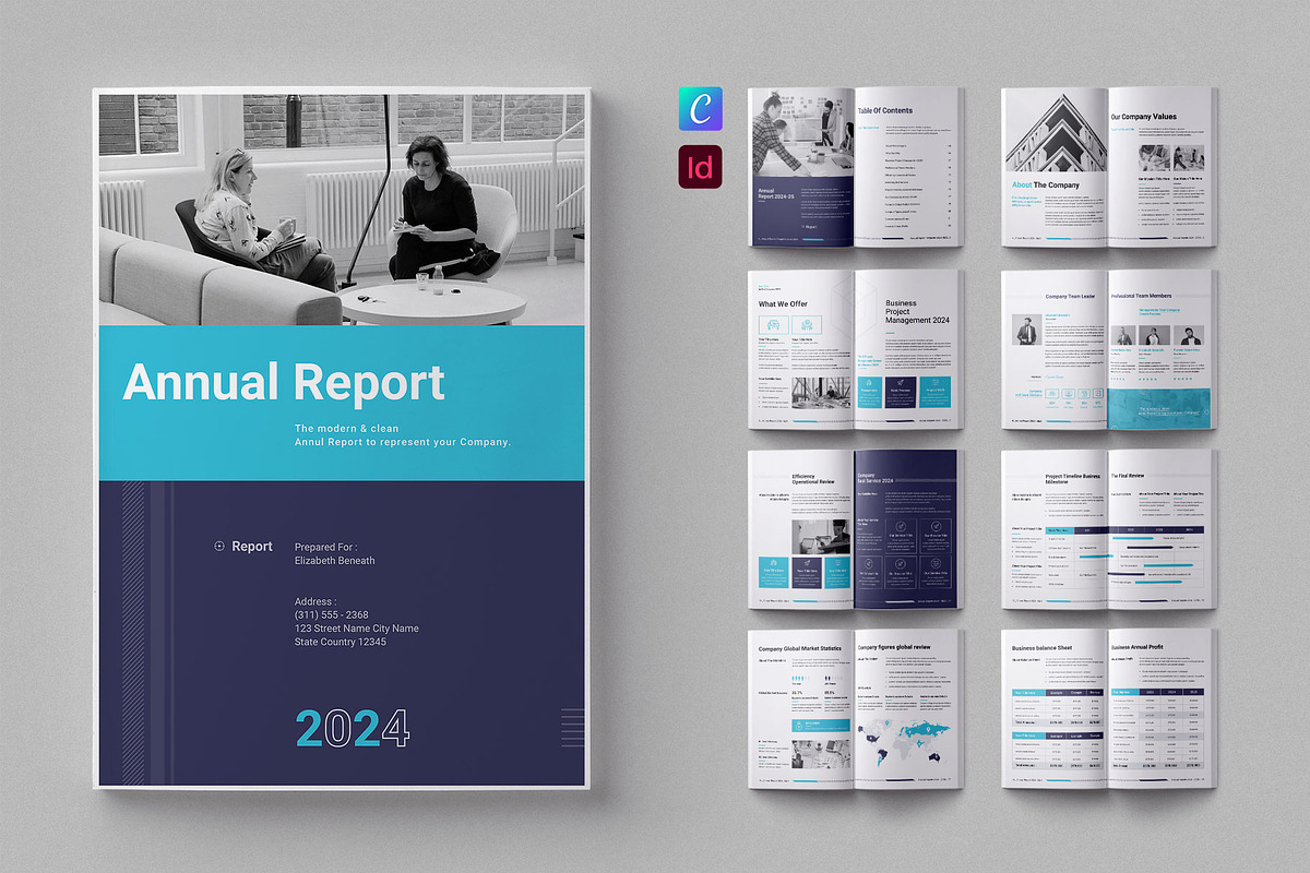 Annual Report Design Template| Canva, a Brochure Template by ElvinPrint (Photo 1 of 11)