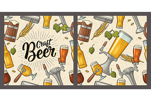 Seamless pattern beer tap engrave, a Food Illustration by MoreVector