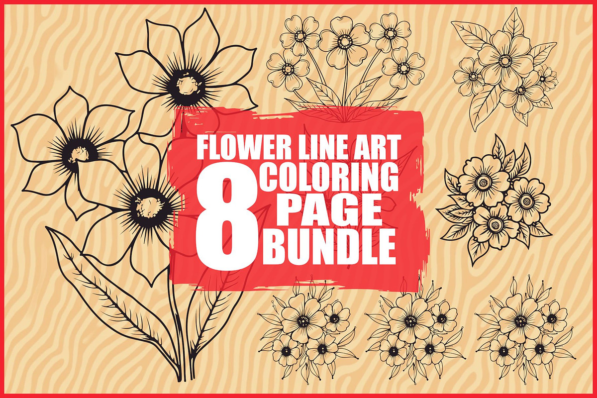 Hand Drawn Floral Coloring Pages, an Illustration by hafijul (Photo 1 of 9)