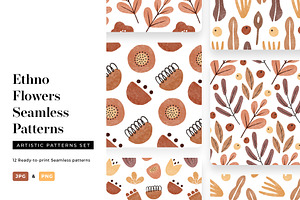 Ethno Flowers Seamless Patterns