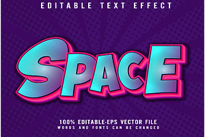 Space 3d Editable Text Vector Effect