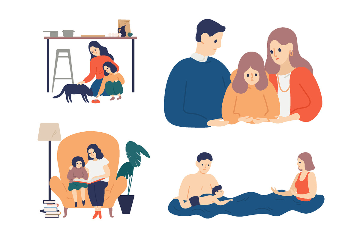 Happy parenting, families set, an Education Illustration by Good Studio (Photo 2 of 5)