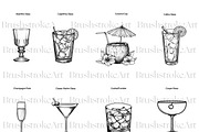 Cocktail Glass Line Art, Wine Glass, a Food Illustration by BrushstrokeArtGB (Thumbnail 2 of 9)