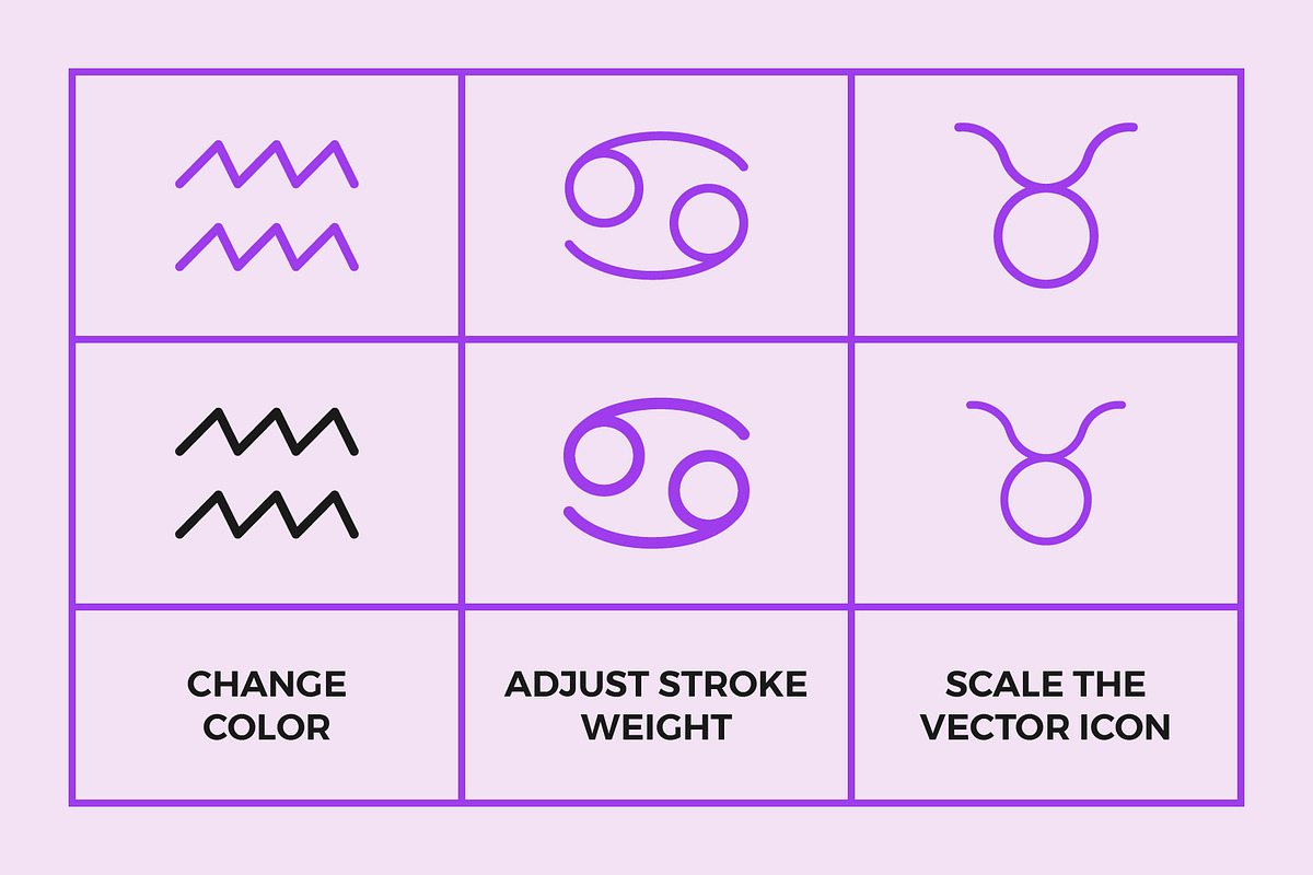 Astrology Symbols | Line Icon Set, an Outline Icon by Abstracto-Create (Photo 2 of 7)