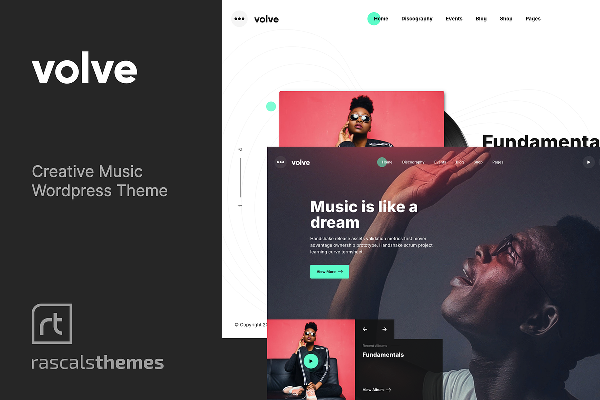 Volve - Creative Music Artist Theme, a WordPress Template by Rascals Themes (Photo 1 of 3)