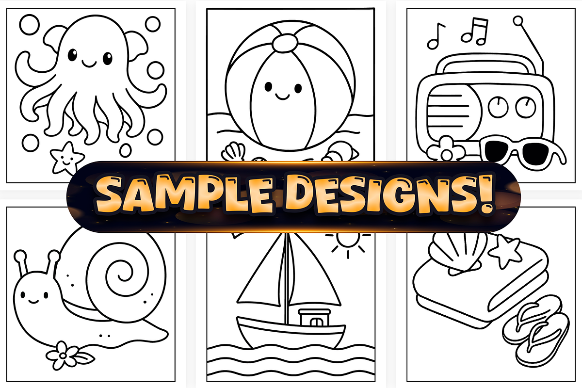 Easy Summer Season Coloring Pages, a Seasonal Illustration by Craftsbeefy (Photo 3 of 4)