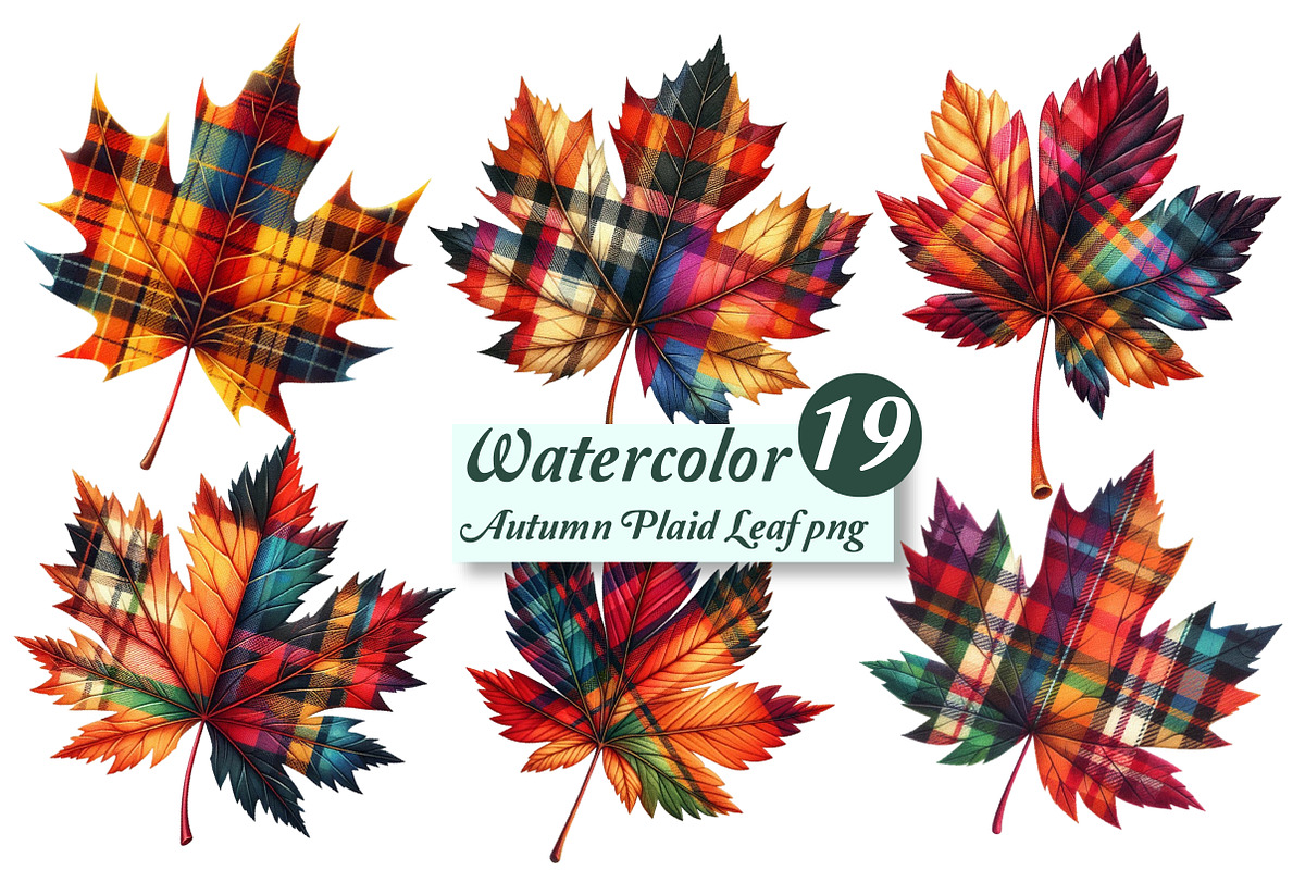 Autumn Plaid Leaf Clipart, an Illustration by Designworld (Photo 1 of 4)